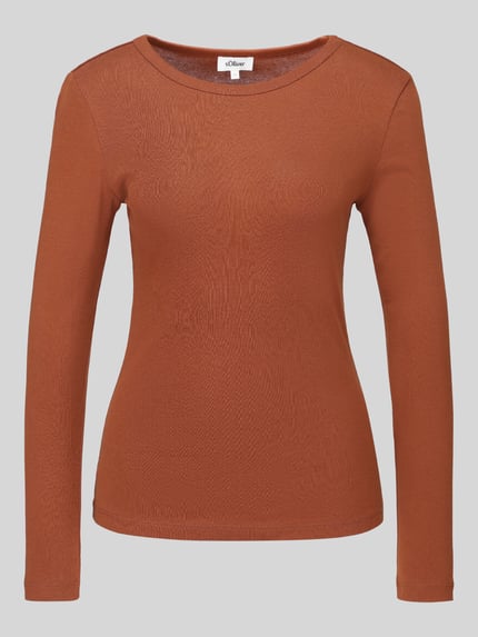 s.Oliver RED LABEL Longsleeve mit Rollsaum-Details Cognac 2