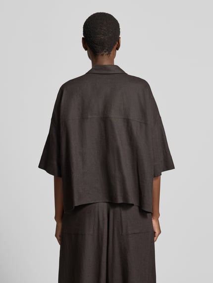 DRYKORN relaxed fit blouse van linnen-viscosemix Chocoladebruin - 5