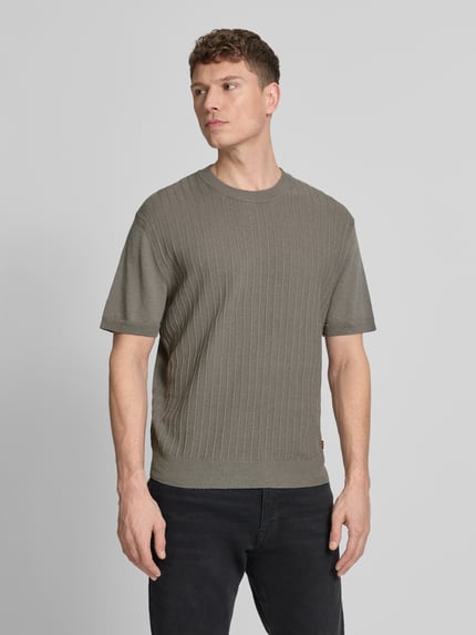 BOSS Orange męski t-shirt o kroju regular fit z mieszanka lnu i bawełny model 'KAJORDINO' Oliwkowy 4