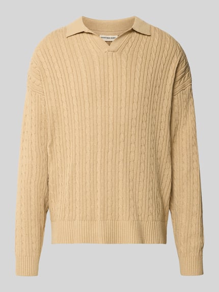 Redefined Rebel Oversized Strickpullover mit Zopfmuster Modell 'JARED' Beige 1