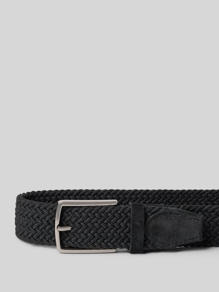 Produktfoto, Gürtel in Flecht-Optik mit Dornschließe von Pierre Cardin aus beschichtetem Leder in Schwarz, Breite 3 cm, strukturierte Oberfläche