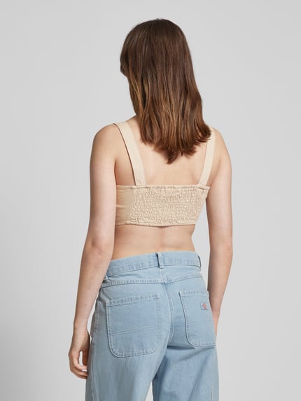 ONLY Crop top van linnen-viscosemix model 'CARO' Zand - 5