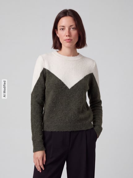 VERO MODA sweter krój regular fit z dodatkiem wełny model 'PLAZA' Ciemnozielony 4