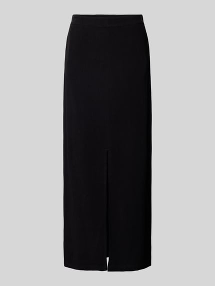 VERO MODA Rechte midirok van een mix van viscose en linnen, model 'VERA' Zwart - 2