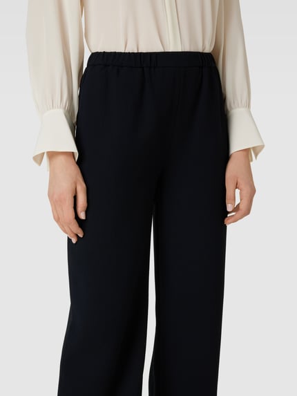 Emporio Armani Wide Leg Stoffhose mit elastischem Bund Marine 3