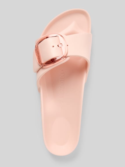 Birkenstock Slippers met reliëflogo, model 'Eva' Lichtroze - 3