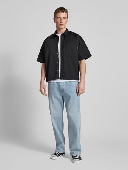 REVIEW Relaxed fit Vrijetijdsoverhemd met Borstzak Zwart - 1