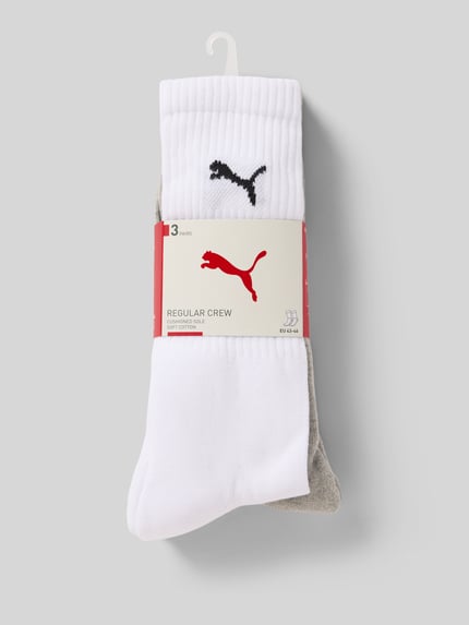 Produktfoto, Sportsocken im 3er-Pack van PUMA, heren sokken in effen kleuren met katoenmix, structuurpatroon en labelstitching, set van 3.