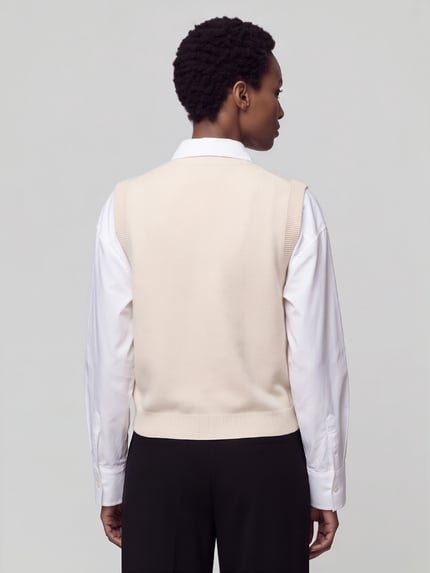 VERO MODA Strickweste mit V-Ausschnitt Ecru 5