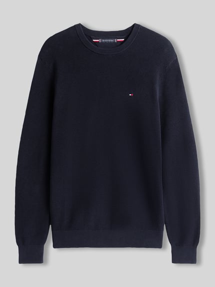 Tommy Hilfiger Regular Fit Strickpullover aus reiner Baumwolle Marine 2