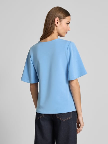 Selected T-shirt met V-hals, model 'TENNY' Rookblauw - 5