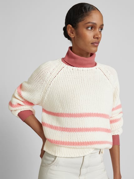 Juvia Oversize’owy sweter z wełny o dzianinowym wyglądzie Beżowy 3