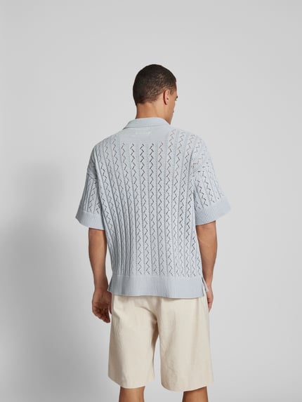 ISNURH Poloshirt in brei-look Rookblauw - 5