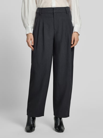 My Essential Wardrobe Barrel Fit Bundfaltenhose Modell 'Evie' Dunkelgrau Melange 4