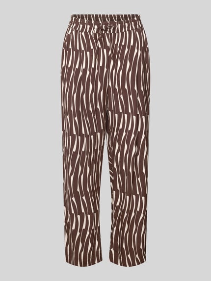 Produktfoto, Wide Leg Stoffhose aus Viskose Modell 'Marou bamboo' von OPUS im Allover-Look mit elastischem Bund, braun-beige gemustert