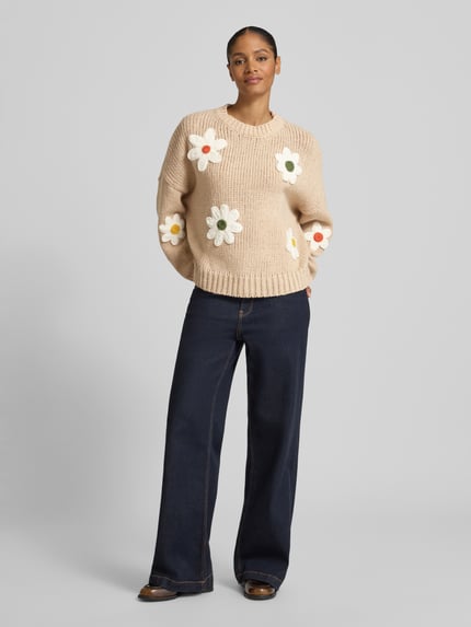 Apricot Strickpullover mit gerippten Abschlüssen Sand 1