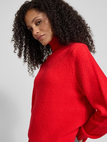 Jake*s Casual Strickpullover mit Stehkragen Kirsche 3