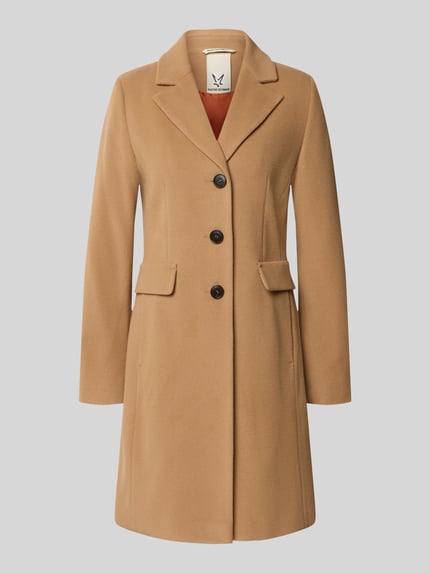 Productfoto, Mantel aus Woll-Mix mit Reverskragen und Pattentaschen van FUCHS SCHMITT in camel, straight fit, knoopsluiting, fijne textuur