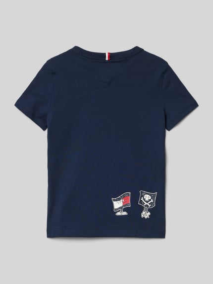 Tommy Hilfiger Kids T-shirt z okrągłym dekoltem model 'FLAG FUN’ Granatowy 3