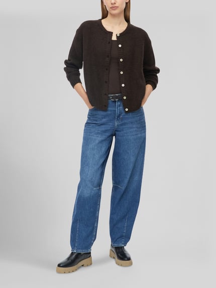s.Oliver RED LABEL Cardigan aus Alpaka-Mix mit Rundhalsausschnitt Dunkelbraun 1