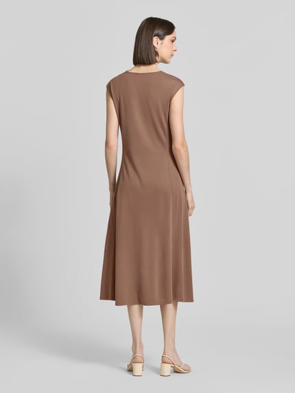 MM by Max Mara regular fit midi-jurk met cascadehals model 'Vetusta' Hazelnoot - 5