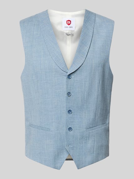 Produktfoto, Weste mit Paspeltaschen van CG - Club of Gents, lichtblauw, mix van katoen en linnen, regular fit, model Paddy, knoopsluiting, platte kraag, paspelzakken, ruglengte bij maat 50: 61 cm