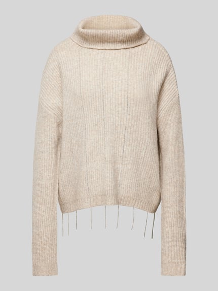 Oui Strickpullover mit Rollkragen Beige 2