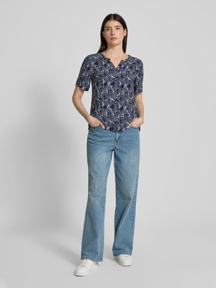 Christian Berg Woman Slim fit blouseshirt met tuniekkraag Donkerblauw - 1