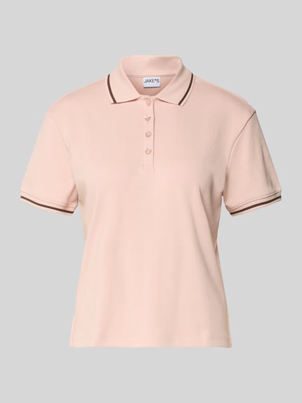 Produktfoto, Regular Fit Poloshirt aus Baumwolle von Jake*s Casual in zartem Rosa, elastische Ärmelabschlüsse, Polokragen, glatte Textur