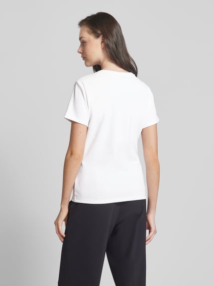 HUGO T-shirt met labelstitching, model 'Deloris' Offwhite - 5