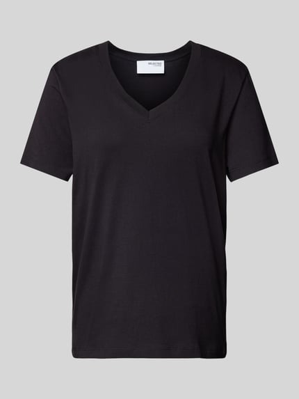 Selected T-Shirt mit V-Ausschnitt Modell 'ESSENTIAL' Black 2