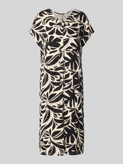Produktfoto, midi-jurk met lyocellmix en stretch, getailleerd model, V-hals, trekkoord bij de taille, model 'MARICA' van Soyaconcept, dames