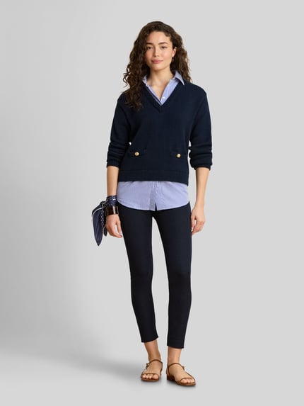 Lauren Ralph Lauren Pullover mit Zierknöpfen am Saum Marine Melange 1