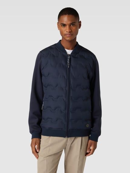 Fynch-Hatton Collegejack met labelpatch Marineblauw gemêleerd - 4