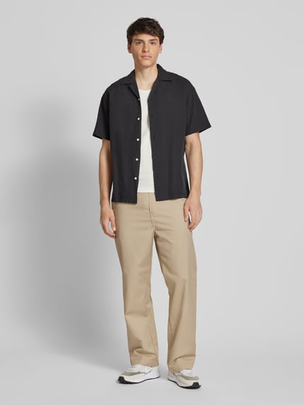 JACK & JONES Regular Fit Freizeithemd aus Baumwoll-Leinen-Mix Modell 'BREEZE' Black 1