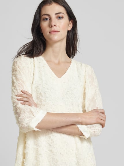 Kaffe Knielanges Kleid mit V-Ausschnitt Ecru 3