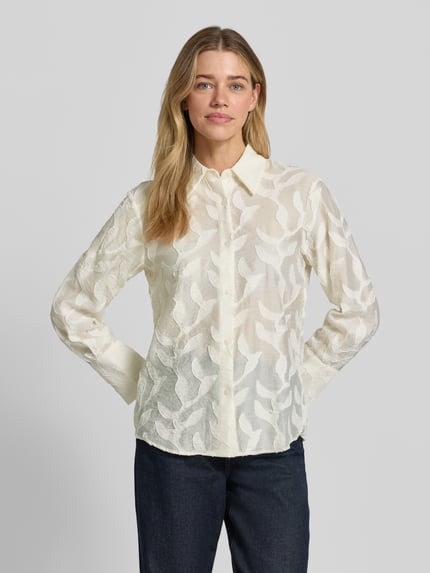 MANGO Bluse aus Viskose-Mix mit Strukturmuster Modell 'CRUZ' Offwhite 4