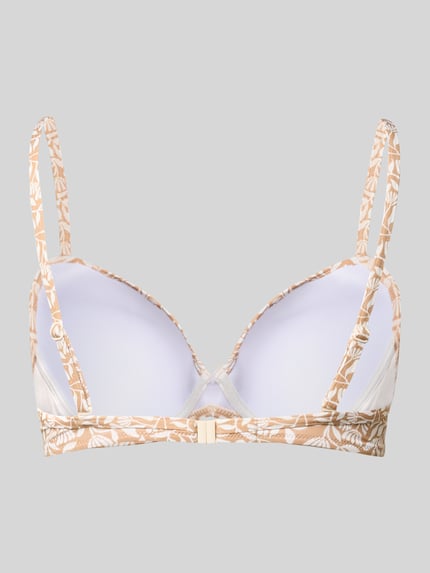 Produktfoto, Bikini-Oberteil im Allover-Look Modell 'COASTAL BOHEMIA' von WATERCULT, beżowo-białe wzory, elastyczny materiał, dopasowany krój, pianka