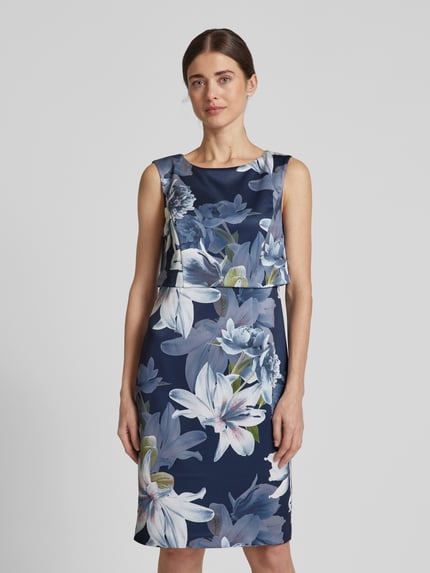 Christian Berg Cocktail Knielange cocktailjurk in laagjeslook Donkerblauw - 4