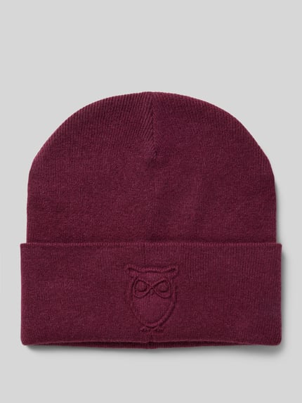 KnowledgeCotton Apparel Beanie mit Label-Detail Bordeaux 1