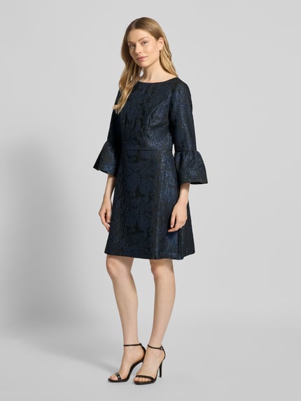 Adrianna Papell Cocktailkleid mit Floralem Allover-Stitching Dunkelblau 1