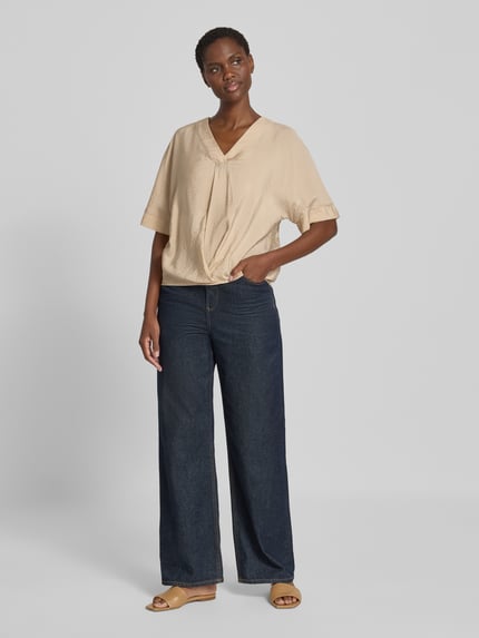 Christian Berg Woman Blusenshirt mit V-Ausschnitt Mud 1