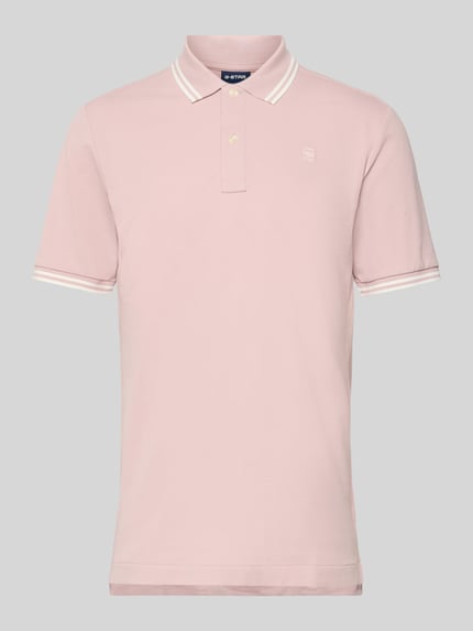 Produktfoto, Slim Fit Poloshirt mit Logo-Stitching Modell 'Dunda' von G-Star Raw aus elastischem Baumwoll-Mix in Rosa mit Polokragen und weißen Akzenten