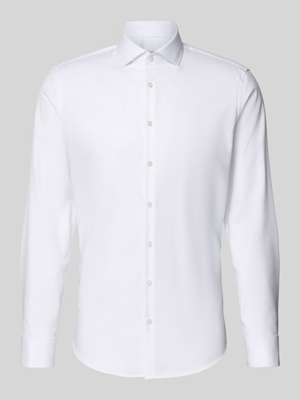 Produktfoto, Slim Fit Businesshemd aus Twill von Jake*s in Weiß, Kentkragen, langarm, Umschlagmanschette, reine Baumwolle, glatte Struktur