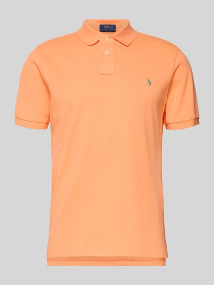 Produktfoto, Slim Fit Koszulka polo z czystej bawełny od Polo Ralph Lauren, efekt: jednolity kolor, kołnierzyk polo, pika, detal z logo.