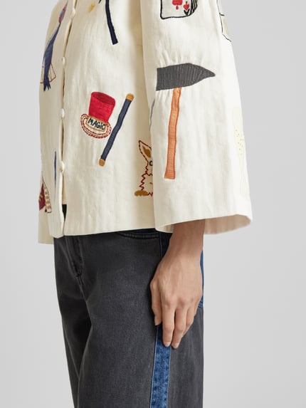 STELLA NOVA Blazer mit Motiv-Stitching Modell 'Polina' Offwhite 3