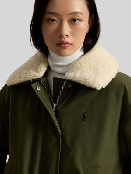Polo Ralph Lauren kardigan rozpinany o kroju regular fit z kołnierzem typu teddy Oliwkowy 3