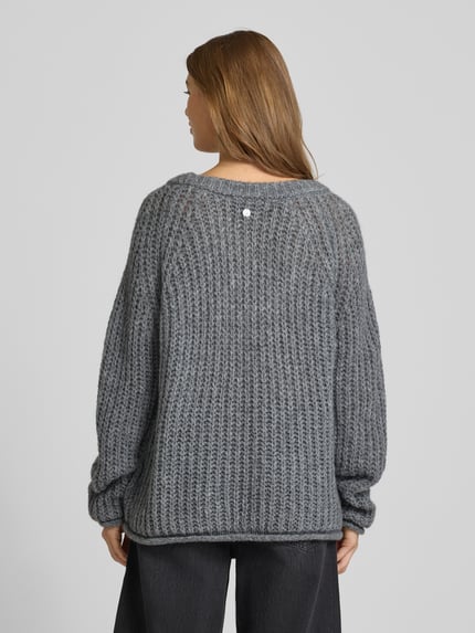 Smith and Soul Sweter z dzianiny o kroju relaxed fit z dodatkiem moheru Ciemnoszary 5