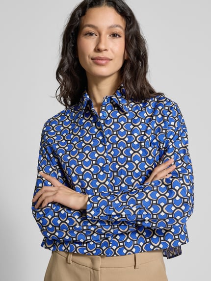 Weekend Max Mara Regular fit blouse met overhemdkraag, model 'RAGTIME' Donkerblauw - 3