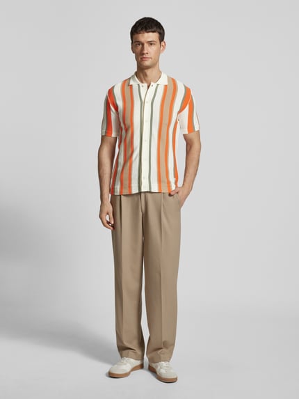 Manuel Ritz Regular Fit Poloshirt mit durchgehender Knopfleiste Orange 1